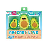 Ooly Avocado Love Erasers & Sharpener Set of 3