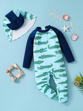 4Baby Boy Swimsuit with Hat Crocodile ملابس سباحة