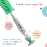 LuvLap 2-in-1 Silicone Bottle Cleaning Brush w/ Nipple Cleaner 0m+
