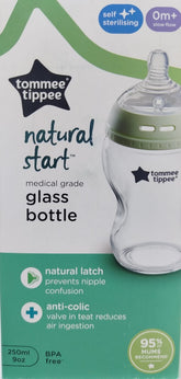 Tommee Tippee Natural Start Glass Bottle 0m+ 250 ml