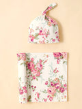 4baby Swaddle Set 75*85* طقم قماط وقبعة