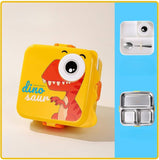 4b26 Stainless Steel Dino Cartoon Lunch Box 3 Compartment 1200ml