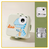 4b26 Stainless Steel Dino Cartoon Lunch Box 3 Compartment 1200ml