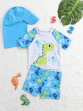 4Baby Boy Swimwear Short with Hat Dinosaur ملابس سباحة