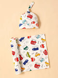 4baby Swaddle Set 75*85* طقم قماط وقبعة